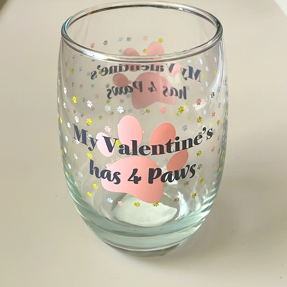 My Valentine Has 4 Paws Wine Glass (Valentine’s Day)